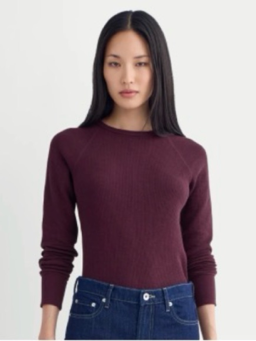 Everlane Ribbed Long Sleeve Crewneck Sweater - Burgundy